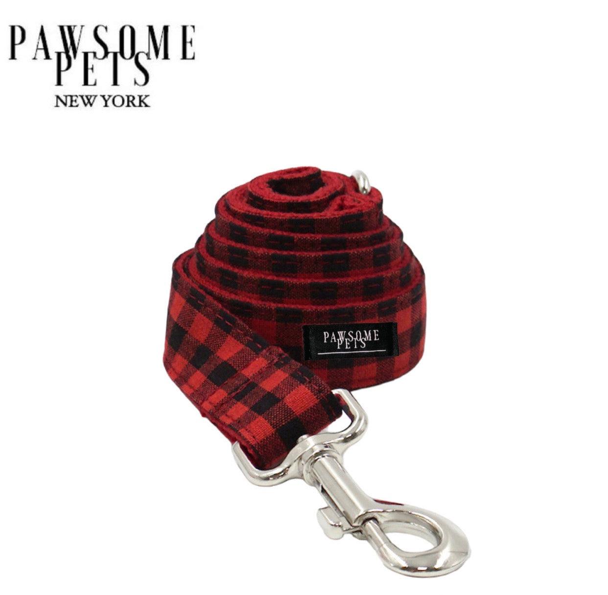 Red Black Stripe Nylon Dog Leash 60 Inch With Rose Gold Hardware Heavy Duty D Ring