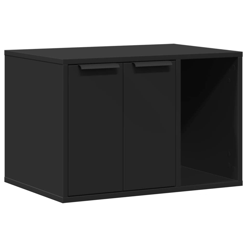NNEVL Cat Litter Box Enclosure Black 60 x 40 x 40 cm Engineered Wood Durable Privacy Hideaway