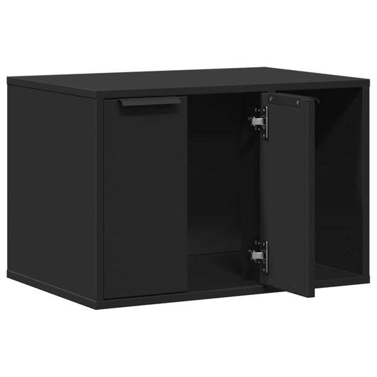 NNEVL Cat Litter Box Enclosure Black 60 x 40 x 40 cm Engineered Wood Durable Privacy Hideaway
