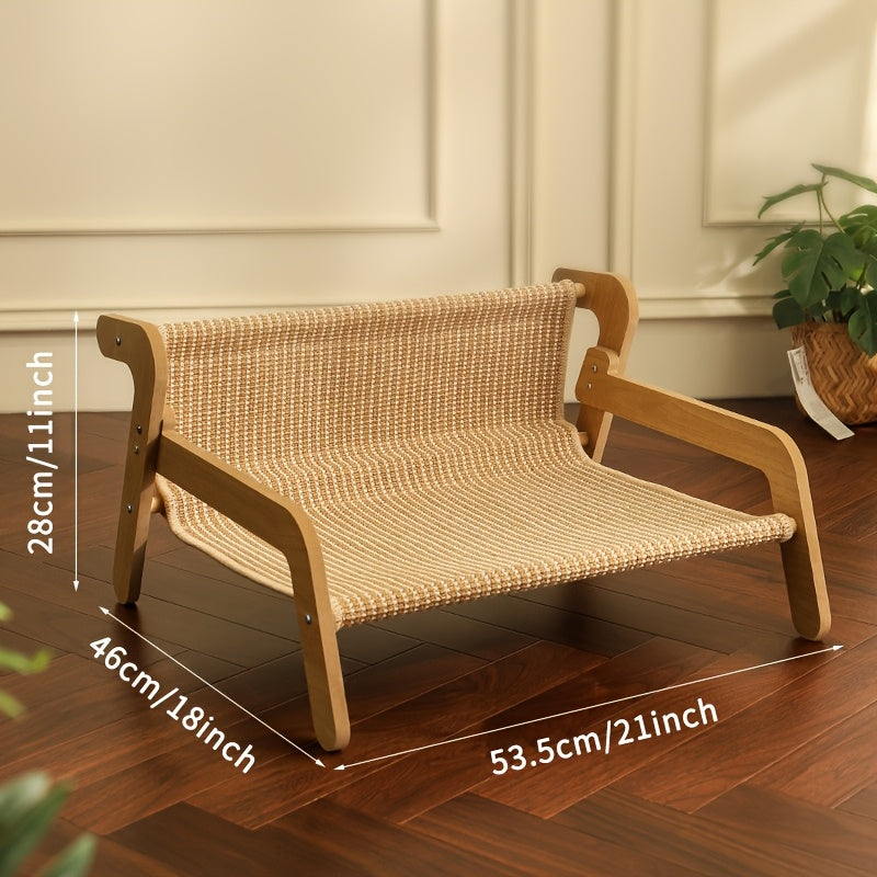 Large Cat Hammock Chair Linen Lounge Scratcher For Indoor Cats Relaxing Bed And Scratch Pad
