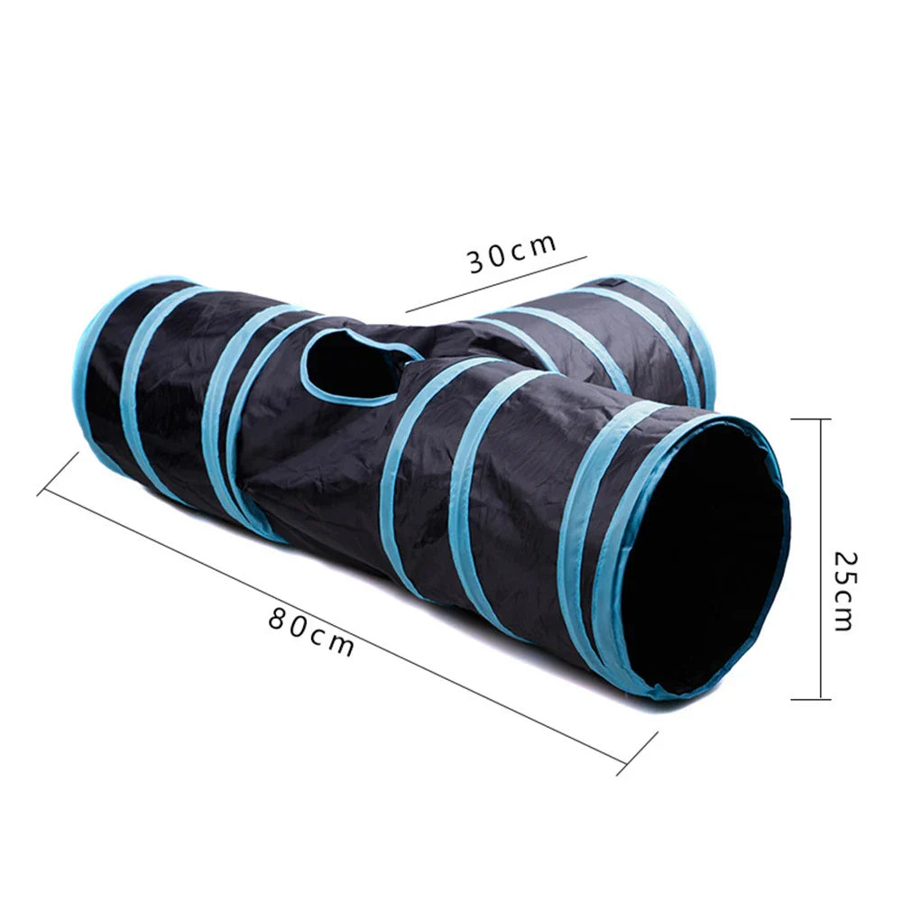 Foldable Interactive Cat Tunnel Tube With Multiple Holes For Cats And Rabbits Pet Toy