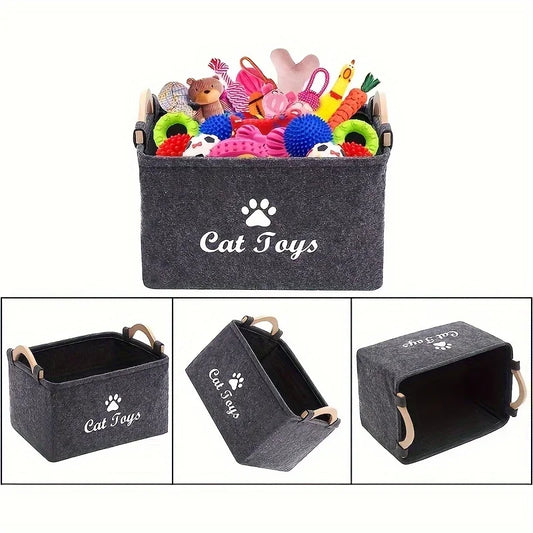 Purrfectly Organized Cat Toys Storage Basket For Stylish Play Area