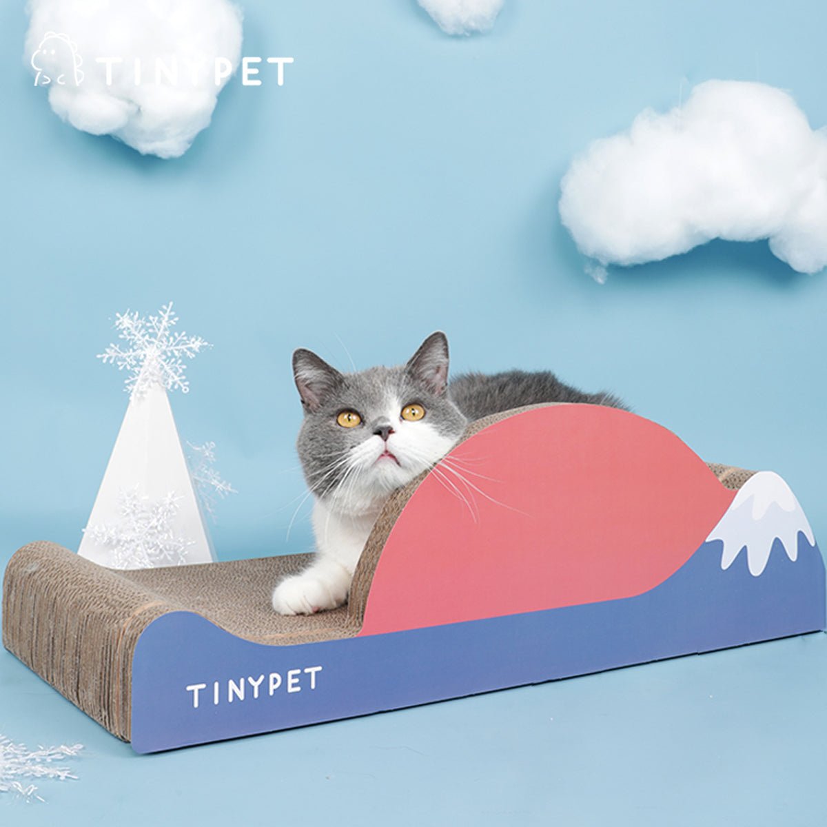 Under Mount Fuji Blue Cat Scratching Board Sofa Wave Design For Sleep Scratch And Play