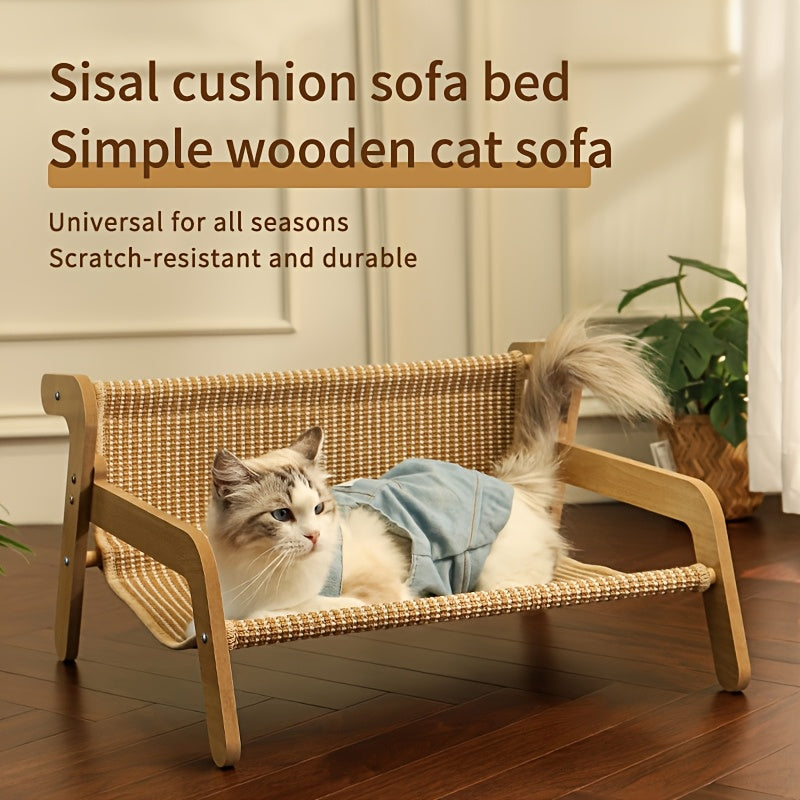 Large Cat Hammock Chair Linen Lounge Scratcher For Indoor Cats Relaxing Bed And Scratch Pad