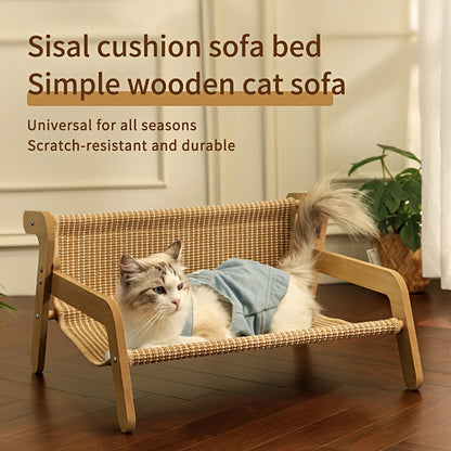 Large Cat Hammock Chair Linen Lounge Scratcher For Indoor Cats Relaxing Bed And Scratch Pad