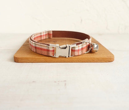 Red Plaid Dog Collar With Rose Gold Hardware And Adjustable Neoprene Comfort From Pawsome Pets