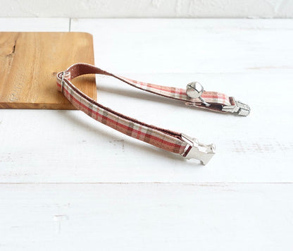 Red Plaid Dog Collar With Rose Gold Hardware And Adjustable Neoprene Comfort From Pawsome Pets