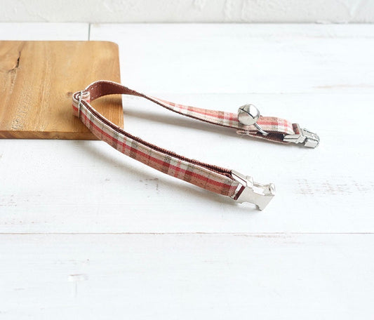 Red Plaid Dog Collar With Rose Gold Hardware And Adjustable Neoprene Comfort From Pawsome Pets