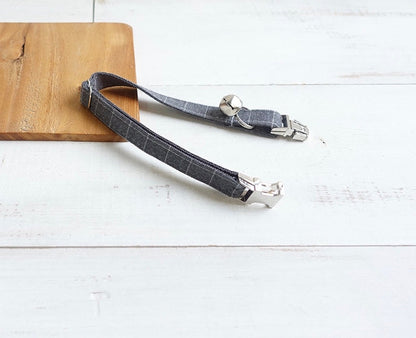 Pawsome Pets Charcoal Plaid Dog Collar With Neoprene Comfort Fully Adjustable Rose Gold Hardware