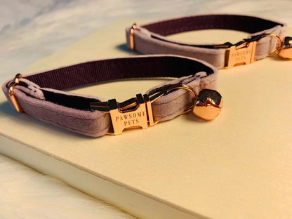 Violet Neoprene Dog Collar With Rose Gold Hardware Fully Adjustable For Comfortable Everyday Wear