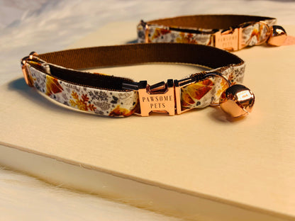 Rose Gold Cat Collar With Neoprene Comfort Adjustable Sturdy D Ring For Leash Pawsome Pets Original Design