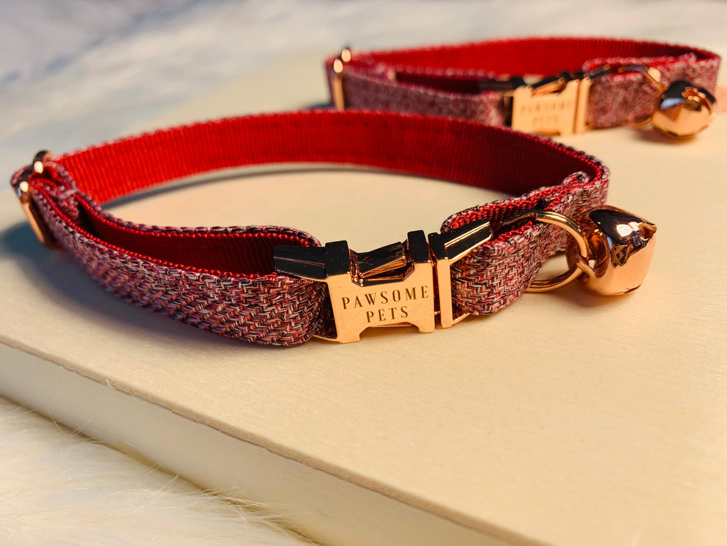 Pawsome Pets Florence Collar With Neoprene Comfort And Adjustable Fit Rose Gold Hardware