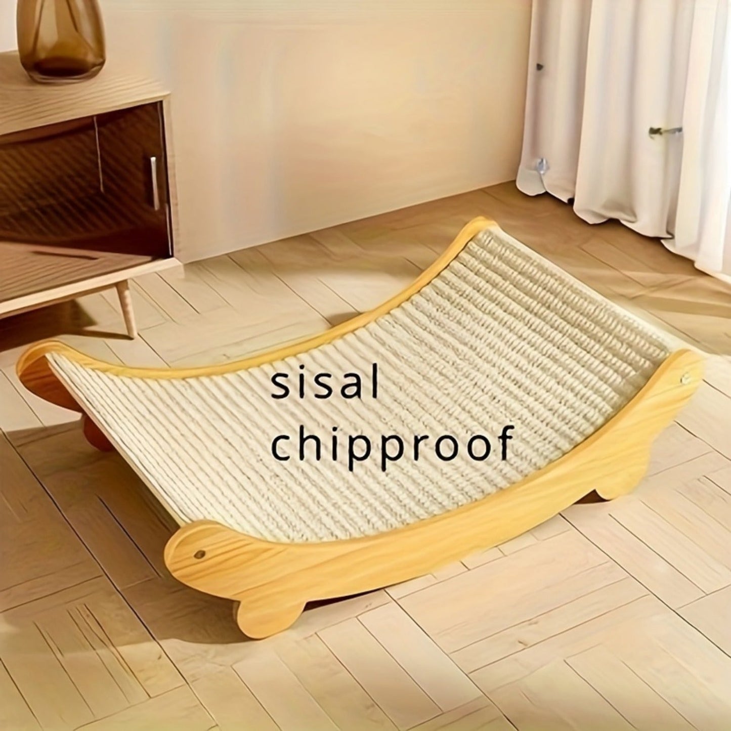 Space Saving Wooden Cat Scratcher Tower With Linen Upholstery For Indoor Cats And Furniture Protection