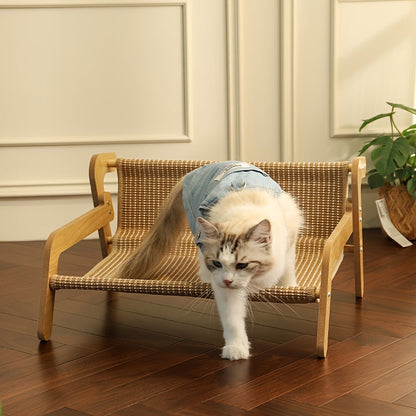 Large Cat Hammock Chair Linen Lounge Scratcher For Indoor Cats Relaxing Bed And Scratch Pad