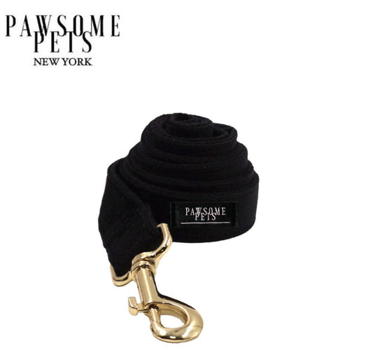 PAWSOME PETS Black Leash With 60 Inch Length 0.8 Inch Wide Heavy Duty Nylon Strap Rose Gold Hardware D Ring
