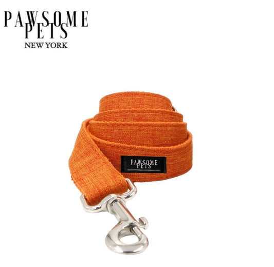 Orange Leash With Rose Gold Hardware 60 Inch Length 0.8 Inch Wide Reinforced Nylon Strapping D Ring PAWSOME PETS