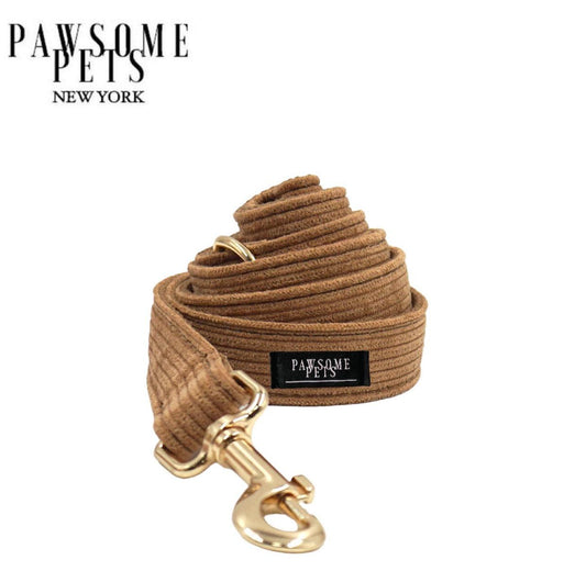 Pawsome Pets Brown Dog Leash 60 Inch Nylon Reinforced With D Ring And Rose Gold Hardware