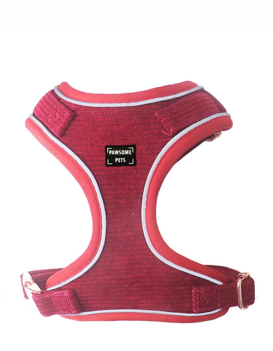 Lotus Red Adjustable Pet Chest Harness Vest for Dogs and Cats Soft Lightweight Durable Comfort