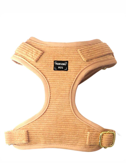 Khaki Adjustable Neoprene Dog And Cat Harness With Breathable Mesh Interior And Fully Adjustable Neck And Chest Straps