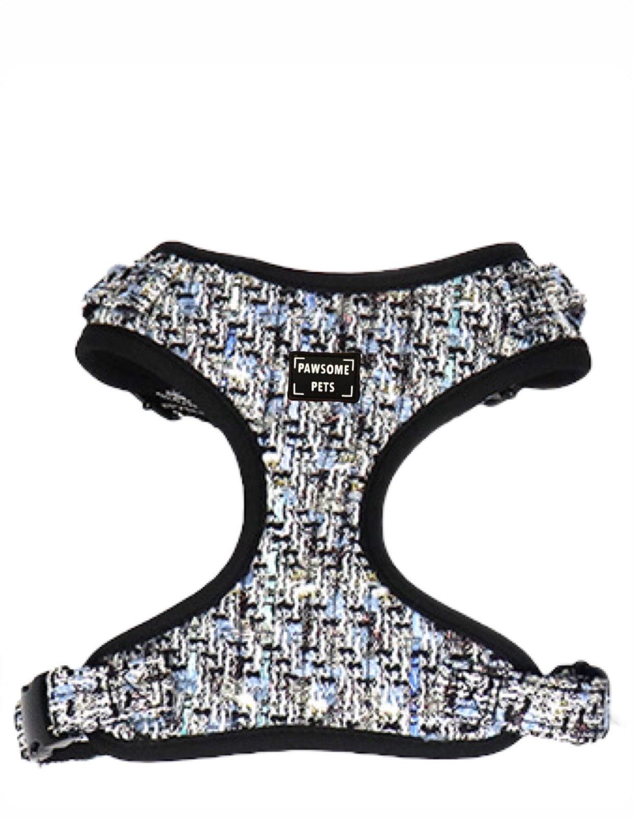 Adjustable Royal Black Pet Harness For Cats And Dogs With Soft Lightweight Durable Chest And Neck Straps