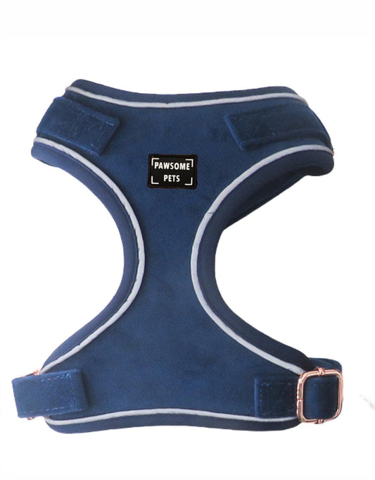 Adjustable Dog And Cat Harness Blue Ashes Chest Vest With Fully Adjustable Neck And Chest Straps