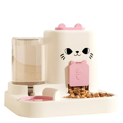 Automatic Cat Feeder And Water Dispenser Set Gravity Fed No Battery Plastic Pet Feeder Anti Wet Design