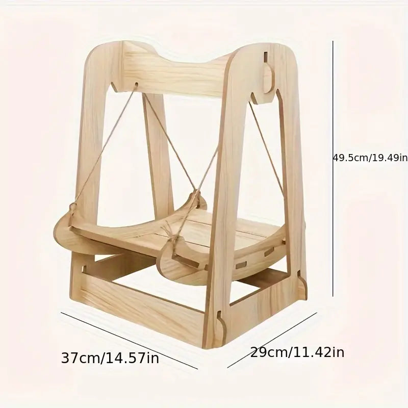 Wooden Rocking Cat Bed Furniture Double Layer Hammock