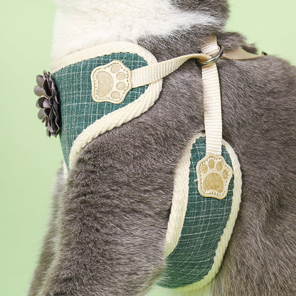 Floral Green Adjustable Cat Harness Three Sizes Fit Most Cats Durable Comfort For Pets