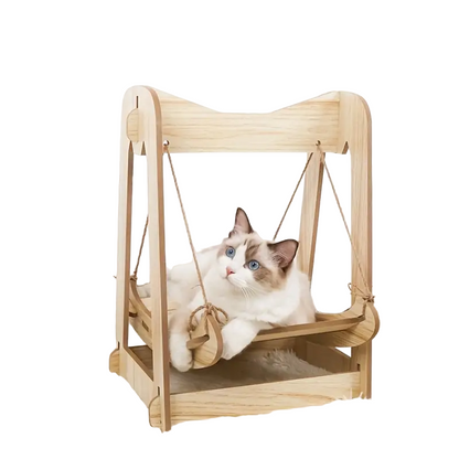 Wooden Rocking Cat Bed Furniture Double Layer Hammock