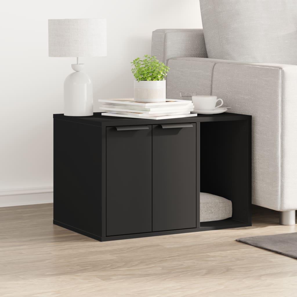 NNEVL Cat Litter Box Enclosure Black 60 x 40 x 40 cm Engineered Wood Durable Privacy Hideaway