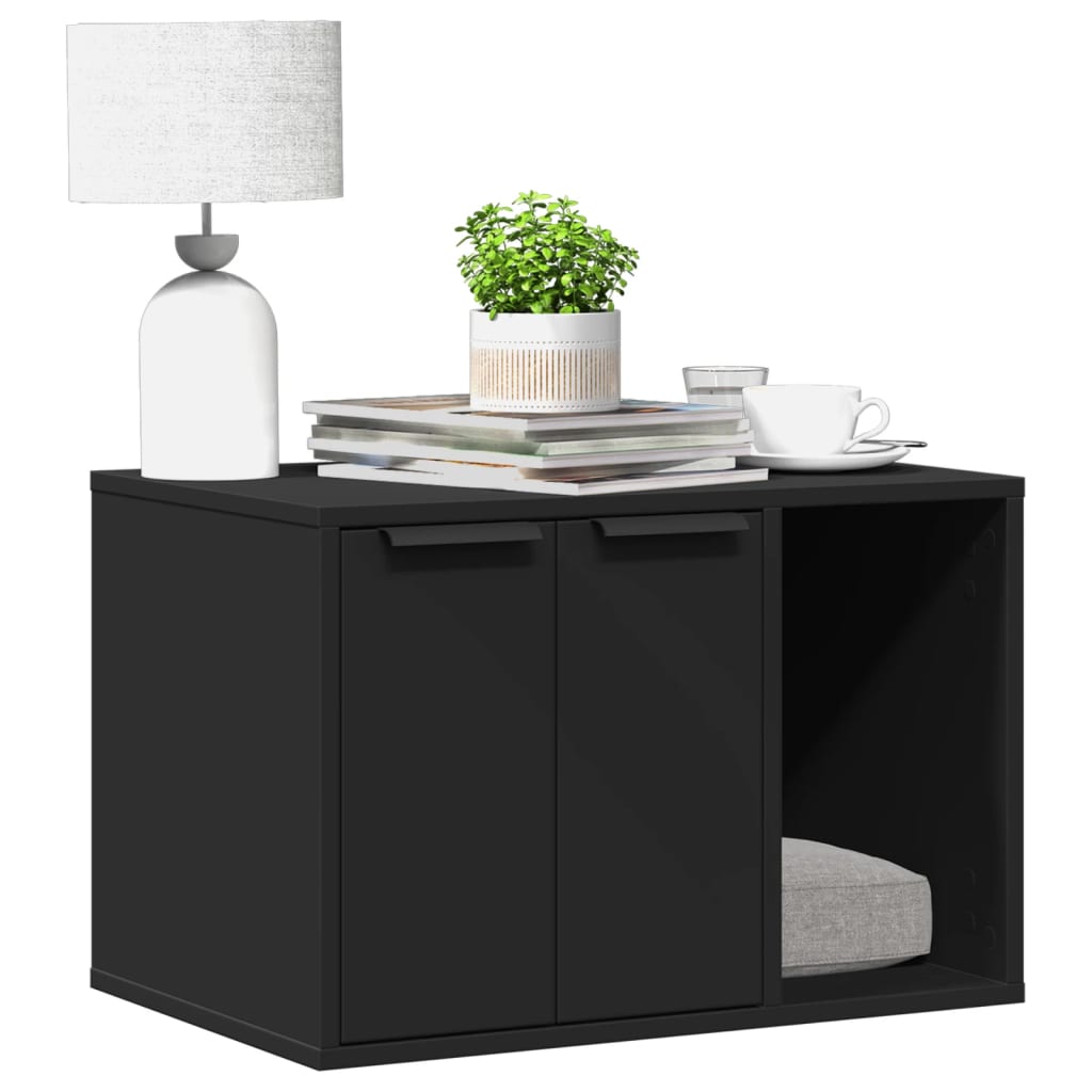 NNEVL Cat Litter Box Enclosure Black 60 x 40 x 40 cm Engineered Wood Durable Privacy Hideaway