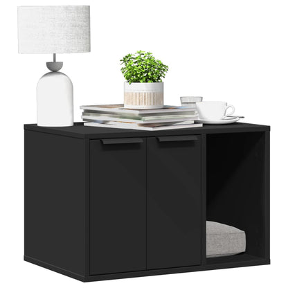 NNEVL Cat Litter Box Enclosure Black 60 x 40 x 40 cm Engineered Wood Durable Privacy Hideaway