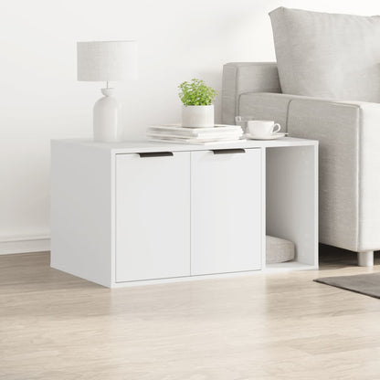 NNEVL White Cat Litter Box Enclosure Engineered Wood 80x50x45 cm Private Cozy Space