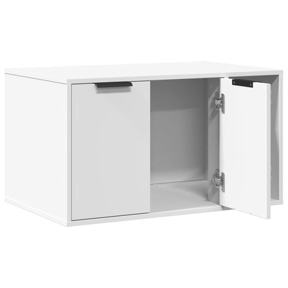 NNEVL White Cat Litter Box Enclosure Engineered Wood 80x50x45 cm Private Cozy Space
