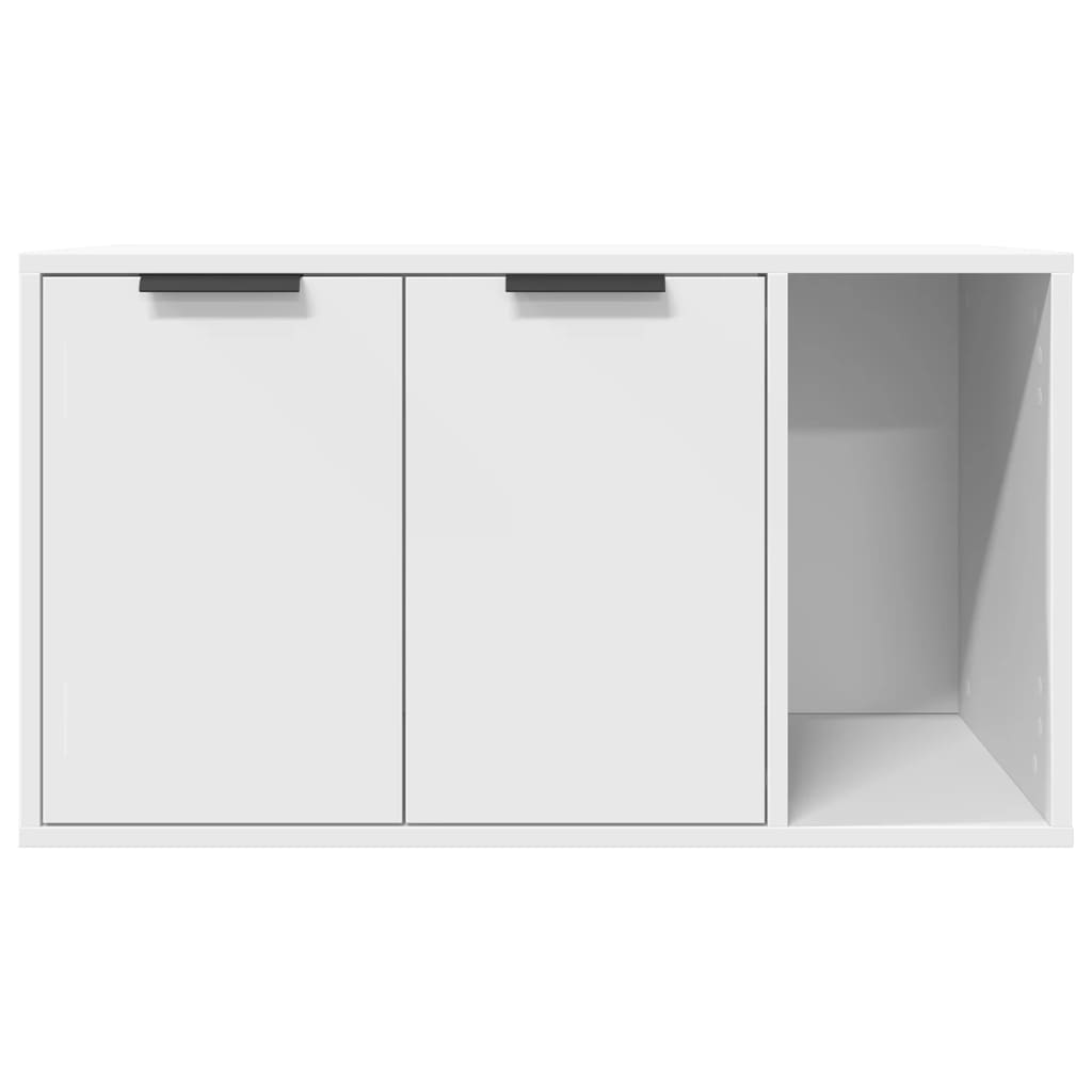 NNEVL White Cat Litter Box Enclosure Engineered Wood 80x50x45 cm Private Cozy Space