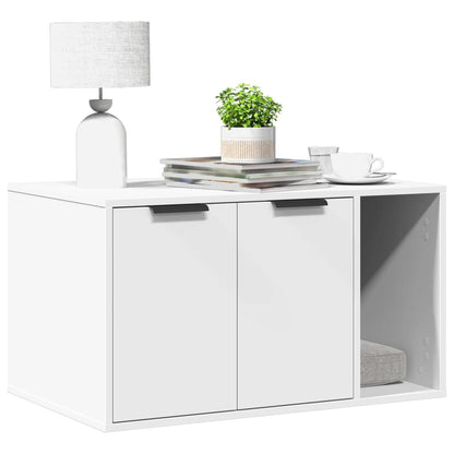 NNEVL White Cat Litter Box Enclosure Engineered Wood 80x50x45 cm Private Cozy Space