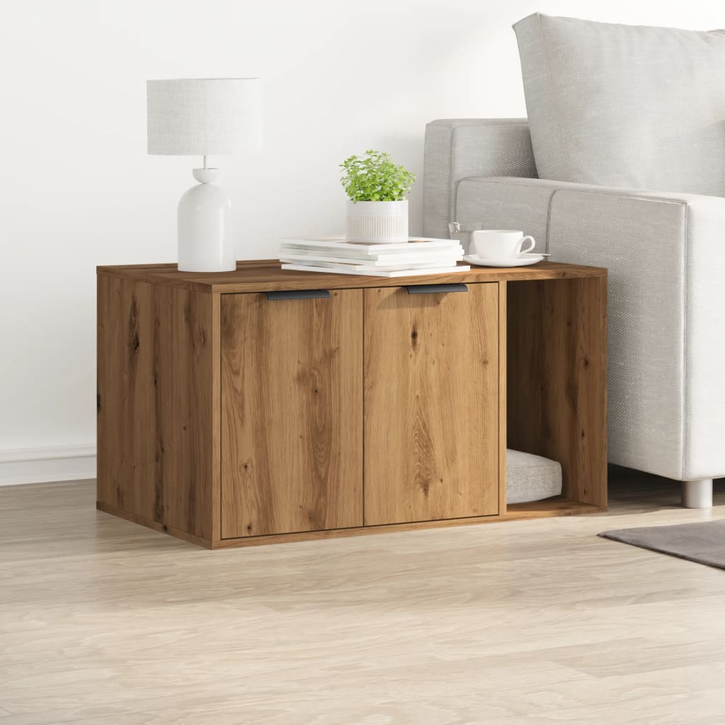NNEVL Artisan Oak Cat Litter Box Enclosure 80x50x45 cm Engineered Wood Durable Home Furniture