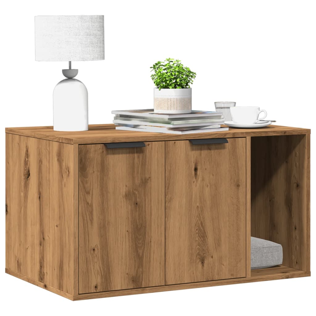 NNEVL Artisan Oak Cat Litter Box Enclosure 80x50x45 cm Engineered Wood Durable Home Furniture