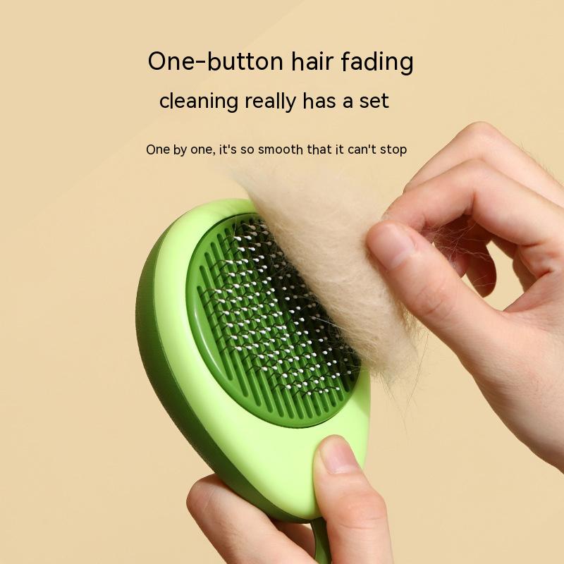 Avocado Shaped 2 In 1 Cat And Dog Grooming Tool Hair Remover Brush With Stainless Steel Needle For Fur Massage