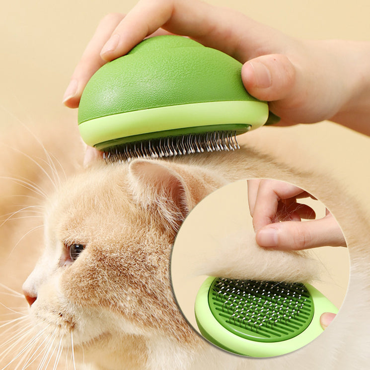 Avocado Shaped 2 In 1 Cat And Dog Grooming Tool Hair Remover Brush With Stainless Steel Needle For Fur Massage