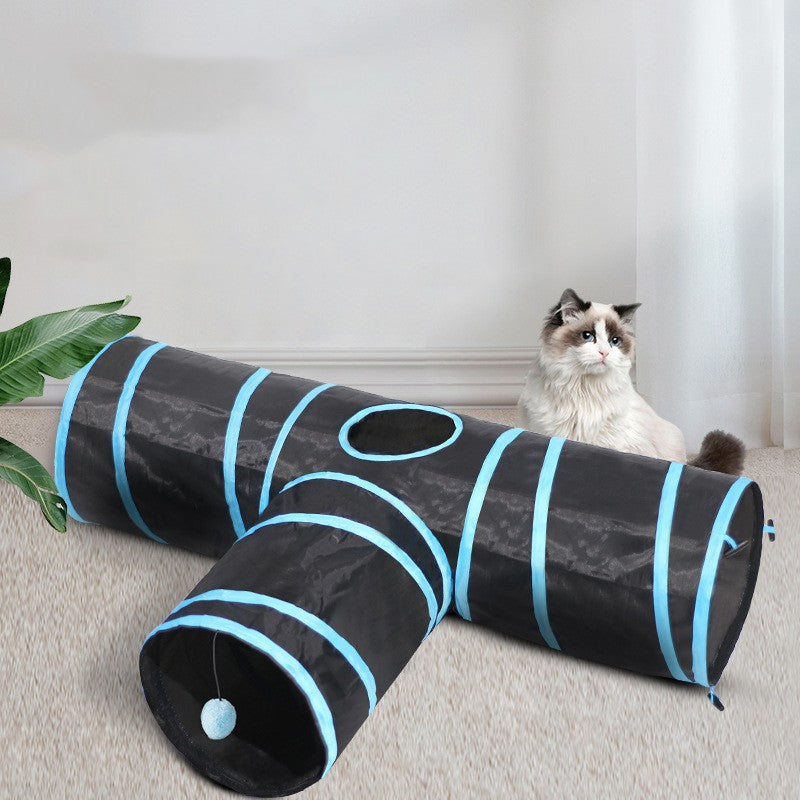 Foldable Cat Tunnel With Interactive Climbing Path For Entertaining Felines Lightweight Polyester Toy