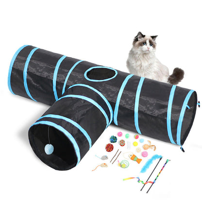 Foldable Cat Tunnel With Interactive Climbing Path For Entertaining Felines Lightweight Polyester Toy