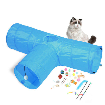 Foldable Cat Tunnel With Interactive Climbing Path For Entertaining Felines Lightweight Polyester Toy