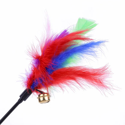 5 Piece Interactive Cat Teaser Wands Set With Feathers And Bell For Engaging Playtime And Exercise