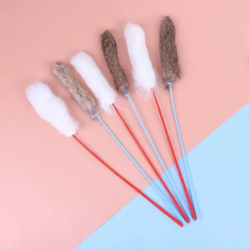 5 Piece Interactive Cat Teaser Wands Set With Feathers And Bell For Engaging Playtime And Exercise