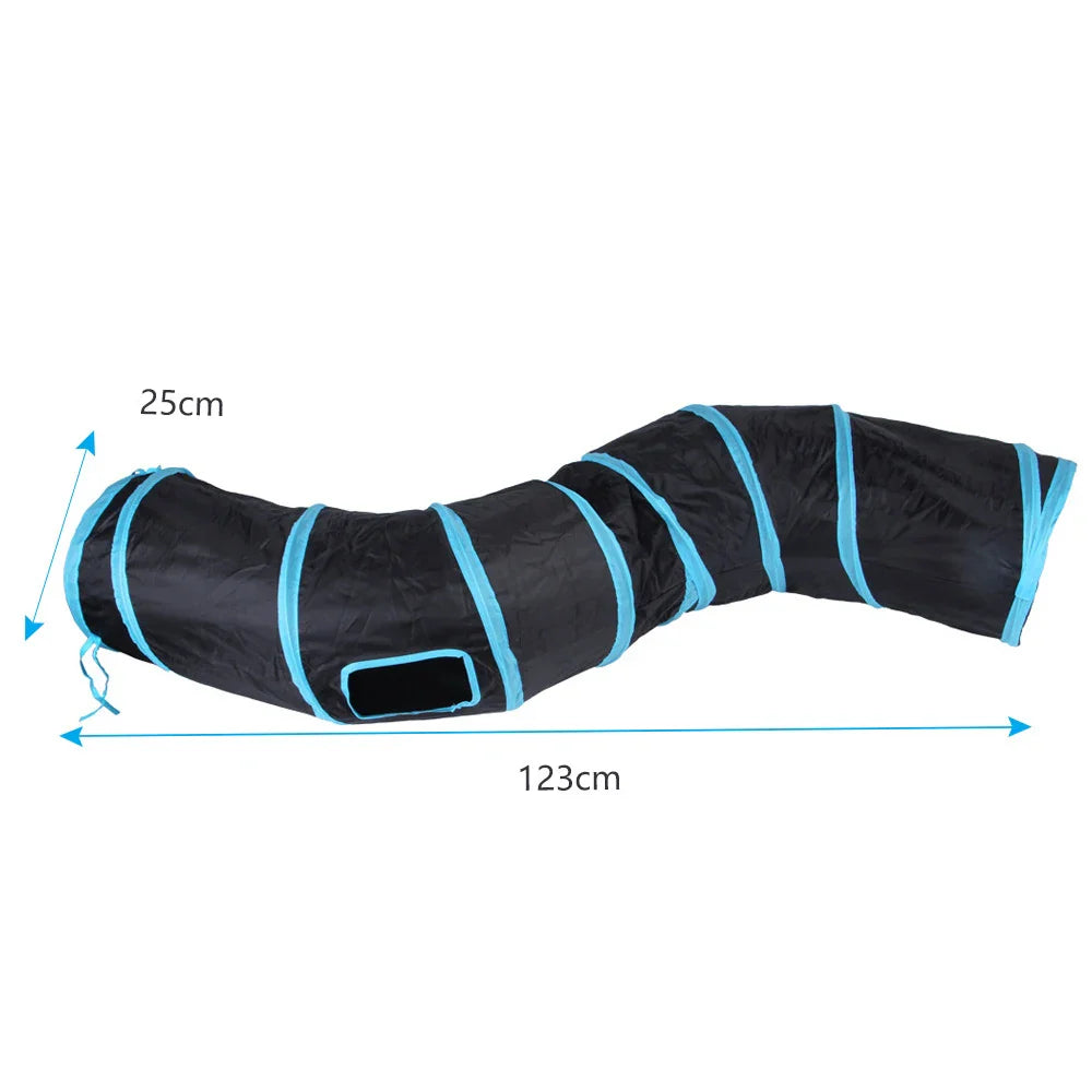 Foldable Interactive Cat Tunnel Tube With Multiple Holes For Cats And Rabbits Pet Toy