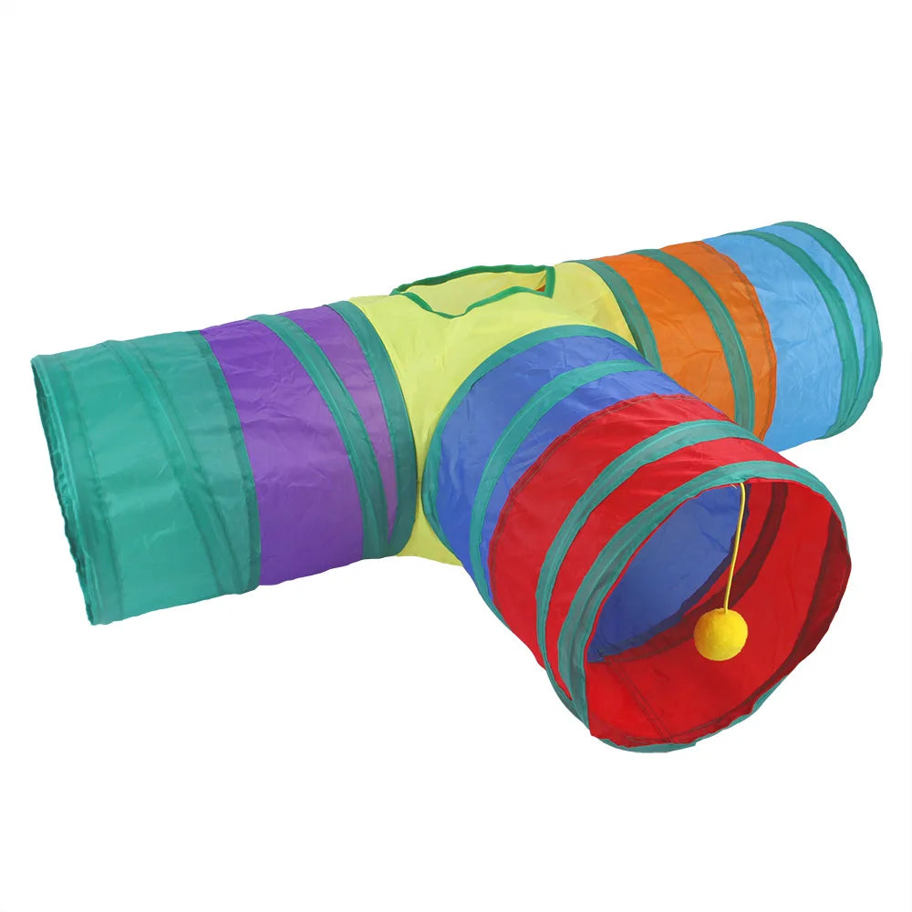 Foldable Interactive Cat Tunnel Tube With Multiple Holes For Cats And Rabbits Pet Toy
