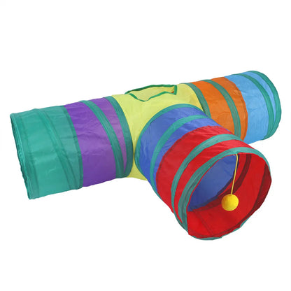 Foldable Interactive Cat Tunnel Tube With Multiple Holes For Cats And Rabbits Pet Toy