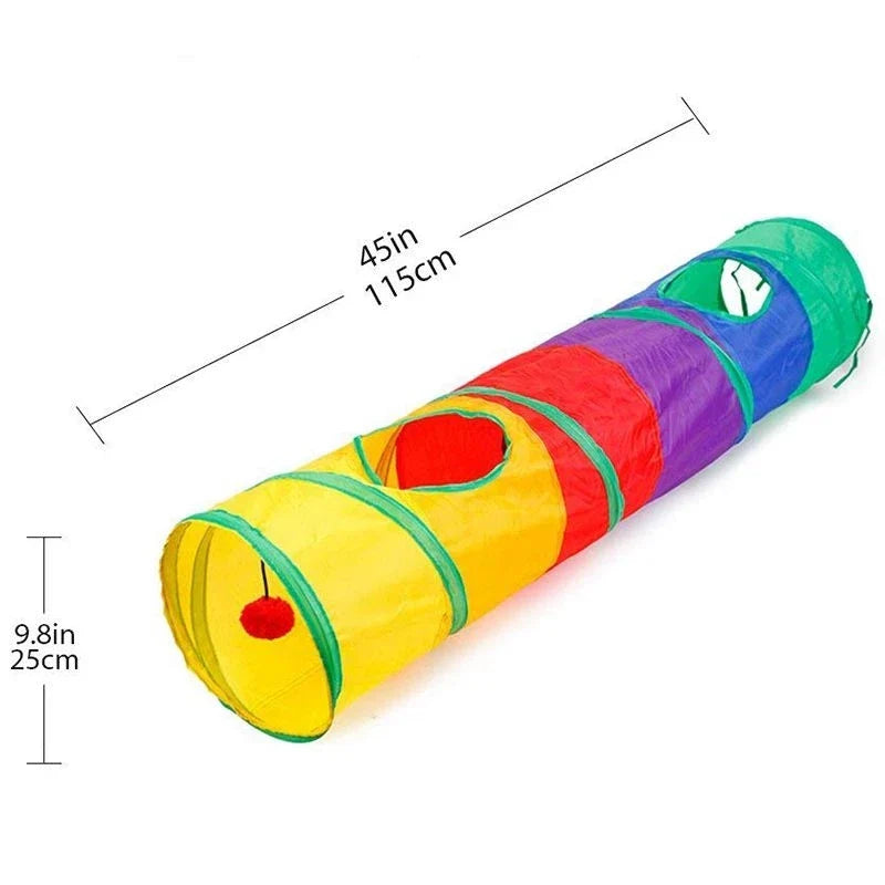 Foldable Interactive Cat Tunnel Tube With Multiple Holes For Cats And Rabbits Pet Toy