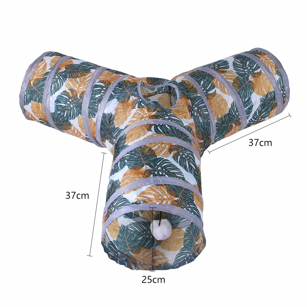 Foldable Interactive Cat Tunnel Tube With Multiple Holes For Cats And Rabbits Pet Toy